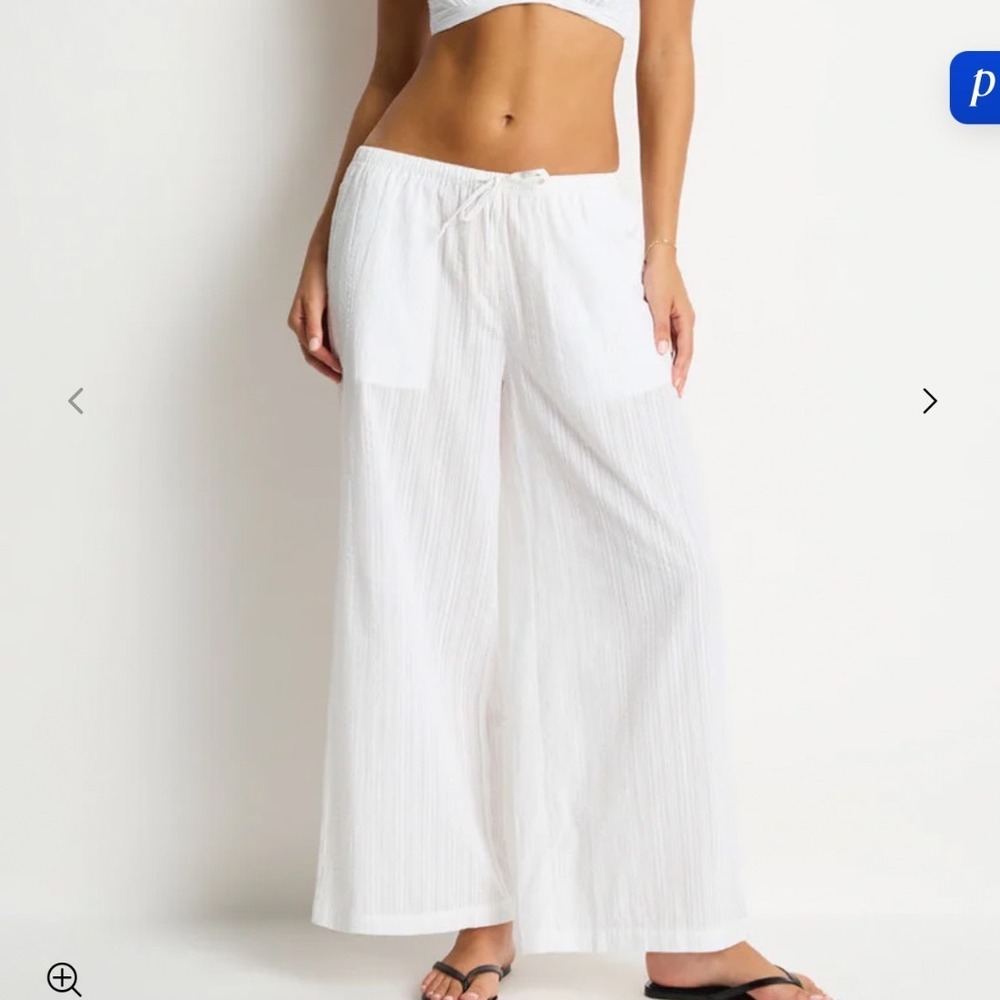 Sea Level Swim Australia White 100% Cotton Wide Leg Beach Ripples‎ Surf Pants XL